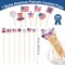 200 Pcs Patriotic Bamboo Cocktail Picks - 5.12" 4th of July Food Toothpicks with 7 Decorative Patterns, American Flag & Firework Cupcake Toppers for Independence Day, Memorial Day & Party Appetizers